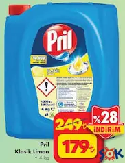 PRİL KLASİK LİMON SIVI BULAŞIK DETERJANI 4 KG fiyat ve kampanya bilgisi
